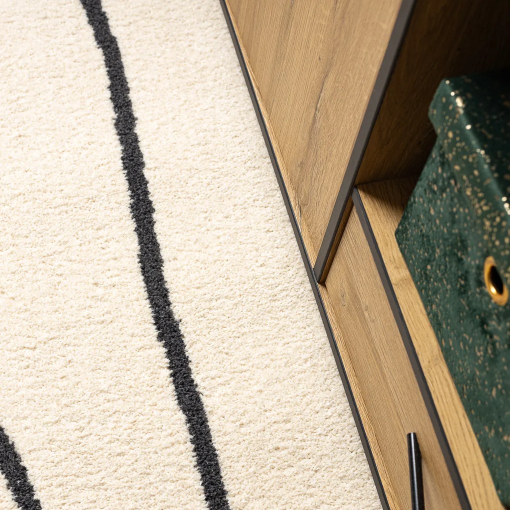 Dywany Łuszczów, Kusový koberec Fusion 8297 cream/dark grey, 140x190, biela, kancelária