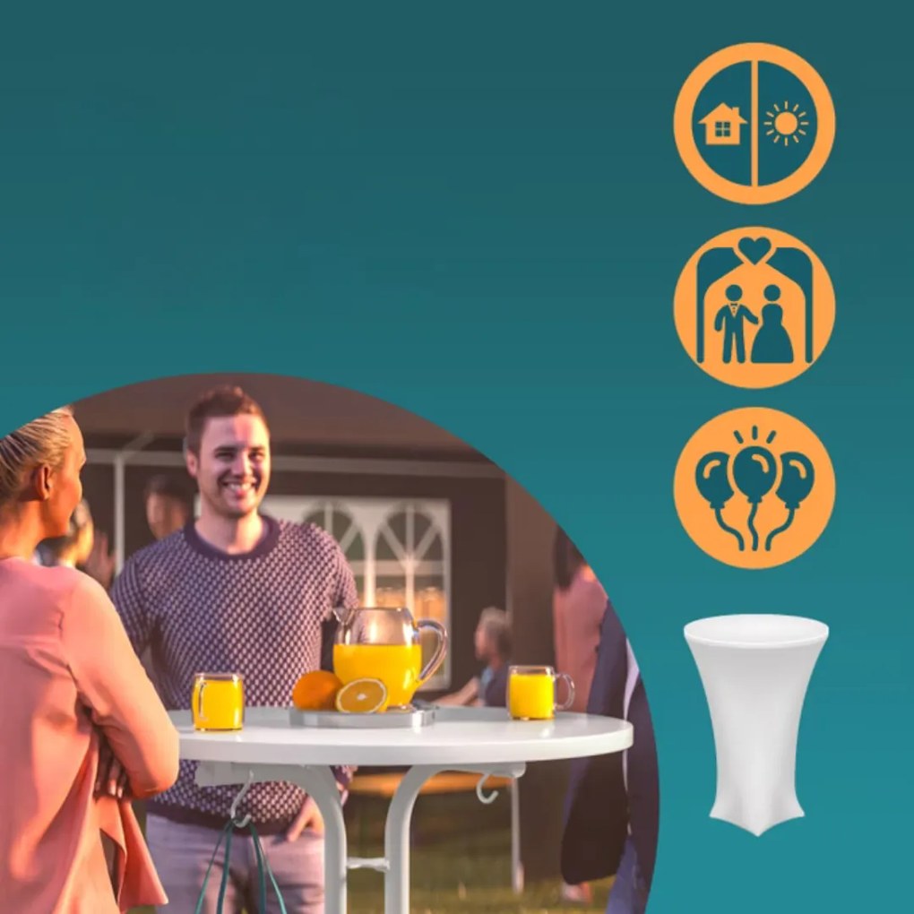 Barový stôl RAUL sklápateľný 110x80cm, biela Casaria