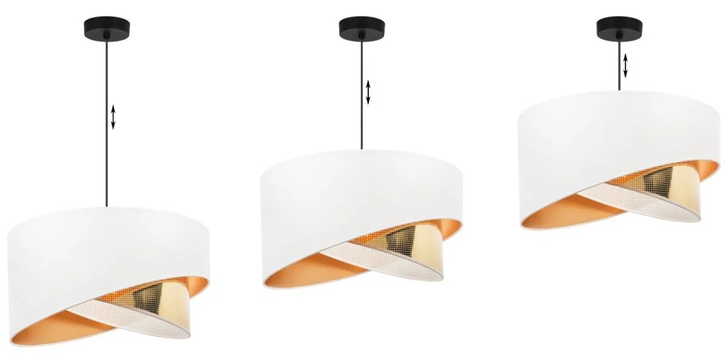 Závesné svietidlo Asti Duo2, 1x PVC/biele textilné tienidlo, (fi 45cm), g, b
