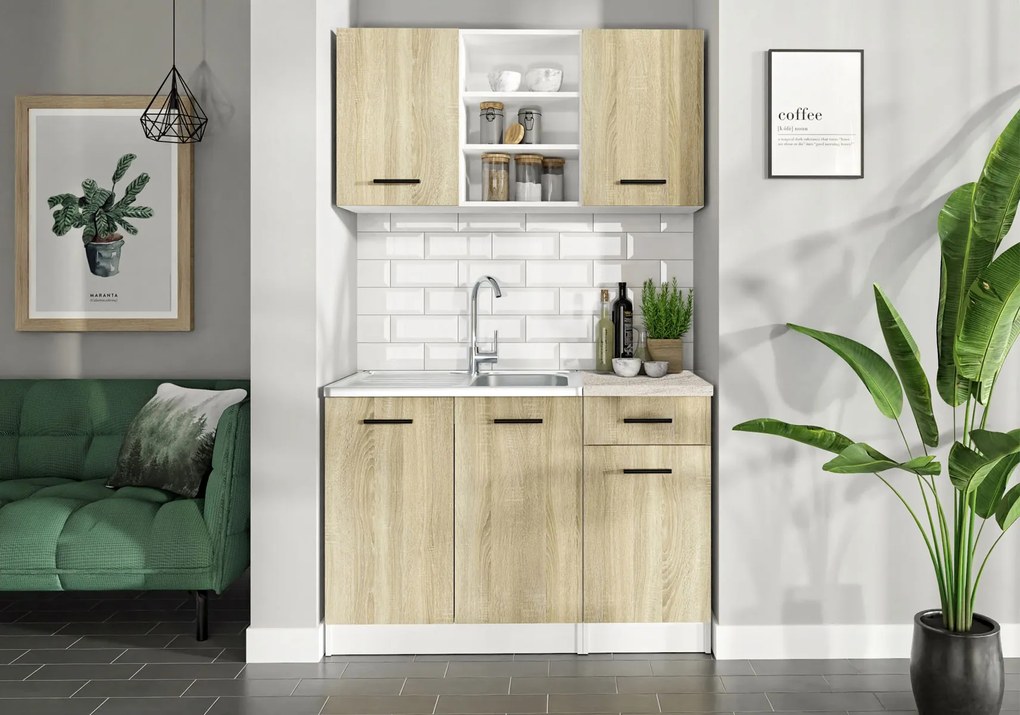 Malá kuchyňa JANKA 120 dub sonoma/biela
