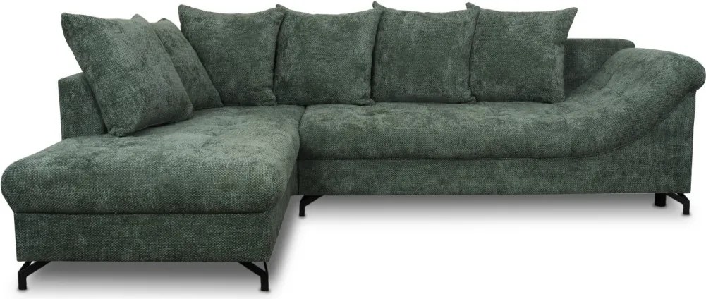 Rohová sedačka Kati, šedo-zelená látka, ľavý roh