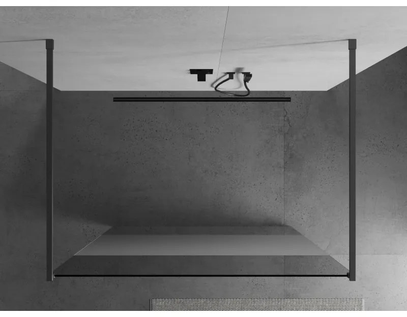 Mexen Kioto, sprchová zástena Walk-In 140 x 200 cm, 8mm číre sklo-námraza, grafitový profil, 800-140-002-95-35