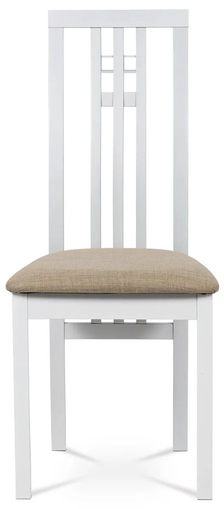 Autronic - jedálenská stolička, masív biely/látka béžová - BC-2482 WT AKCE