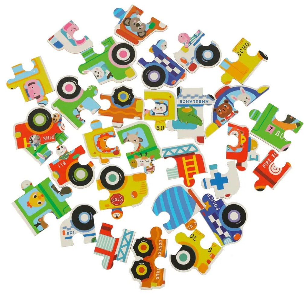 KIK Puzzle v plechovke dopravné prostriedky 30ks