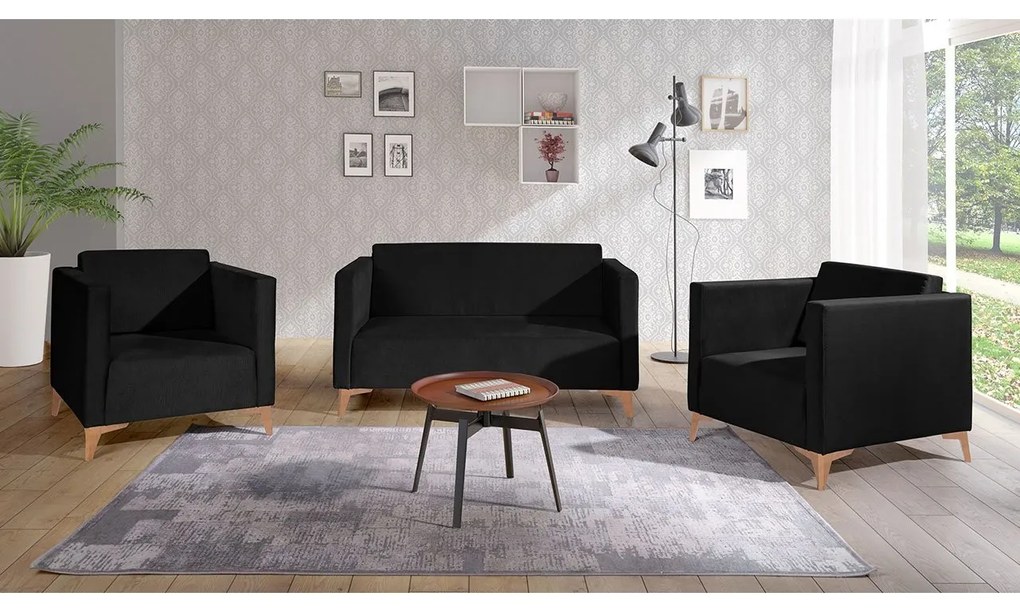Sedacia súprava Denim 2+1+1, Dostupné poťahy: Solo 251, Farby nožičiek: biely lesk