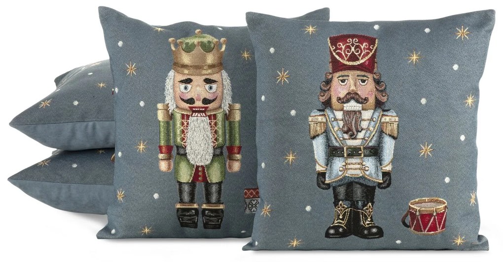 VIANOČNÁ GOBELÍNOVÁ DEKORAČNÁ OBLIEČKA NA VANKÚŠ NUTCRACKER1 45X45 CM VZOROVANÁ