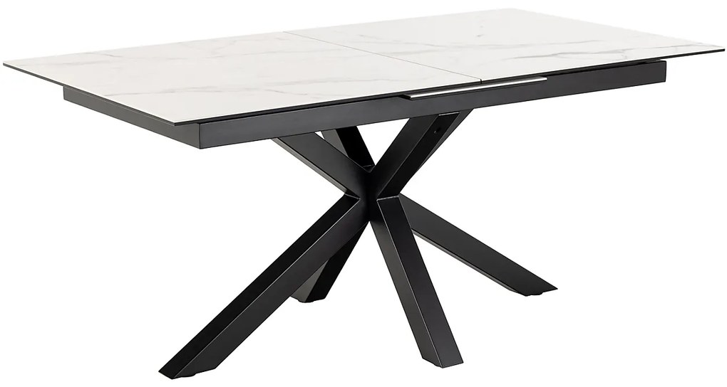 Jedálenský rozkladací stôl Heaven 168/210 cm biely mramor/čierny