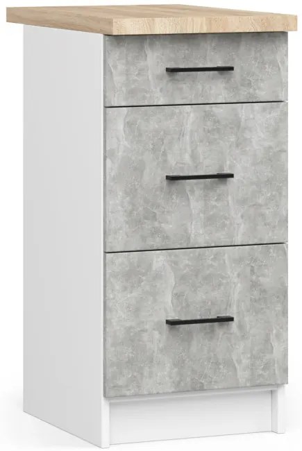 Spodná kuchynská skrinka s doskou OLIWIA S40 SZ3 biela / betón