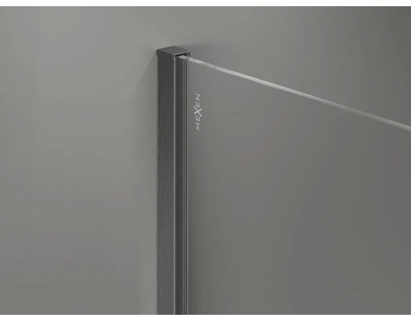 Mexen, Mexen Kioto-X sprchová stena 150 x 200 cm, priehľadná 10 mm, pištoľovo sivá kartáčovaná - 800-150-101-66-00-X