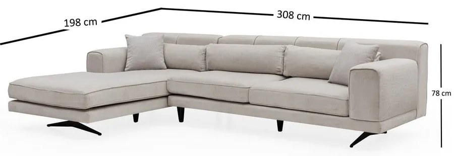 Svetlobéžová rohová pohovka Artie Jivago, ľavý roh