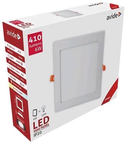 AVIDE Zápustný LED panel, 6W, teplá biela, 12x12cm, štvorec, biely