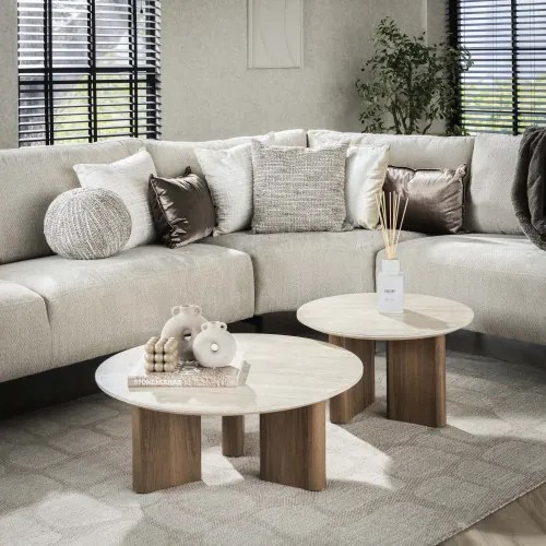 Konferenčný stôl 45-62 Romano 2-set Ceramic Travertine - Komfort-nábytok