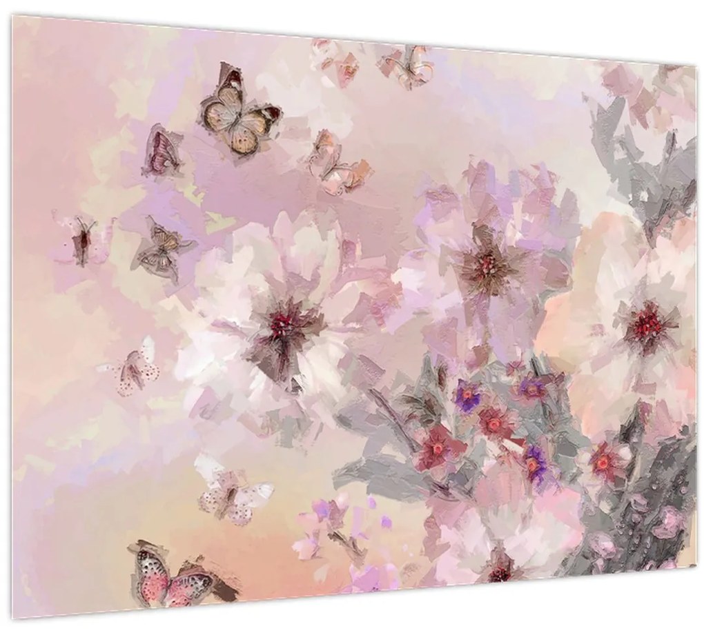 Obraz - Umelecká koláž s motýľmi (70x50 cm)