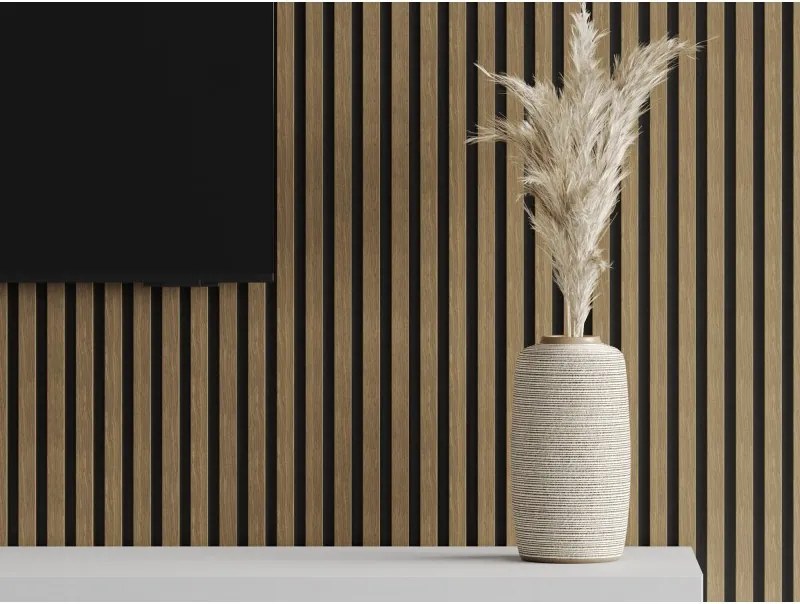 Mexen Lam-F, akustické stenové lamely 275 × 30 cm, plstený podklad 8 mm, technická dyha, orech prírodný, S105-275307-3015-016