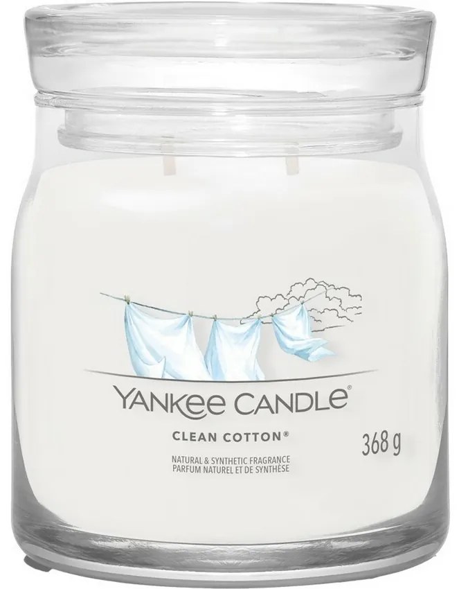 Yankee Candle vonná sviečka Signature v skle stredná Clean Cotton, 368 g, M