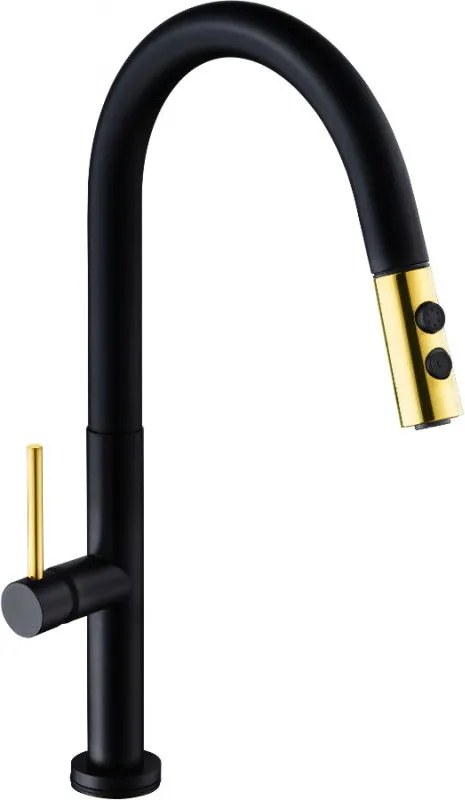 Mexen Ava kuchynská batéria, čierna/zlatá - 672800-75