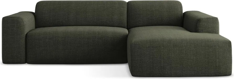 Zelená rohová pohovka (pravý roh/s leňoškou) Keli – Makamii