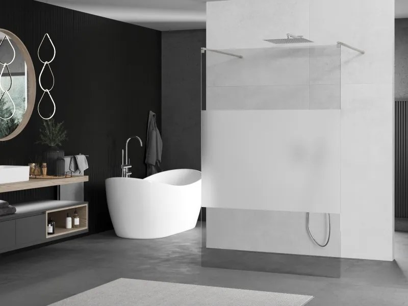 Mexen Kioto, sprchová zástena Walk-In 120 x 200 cm, 8mm číre sklo-námraza, brúsená oceľ profil, 800-120-002-97-35