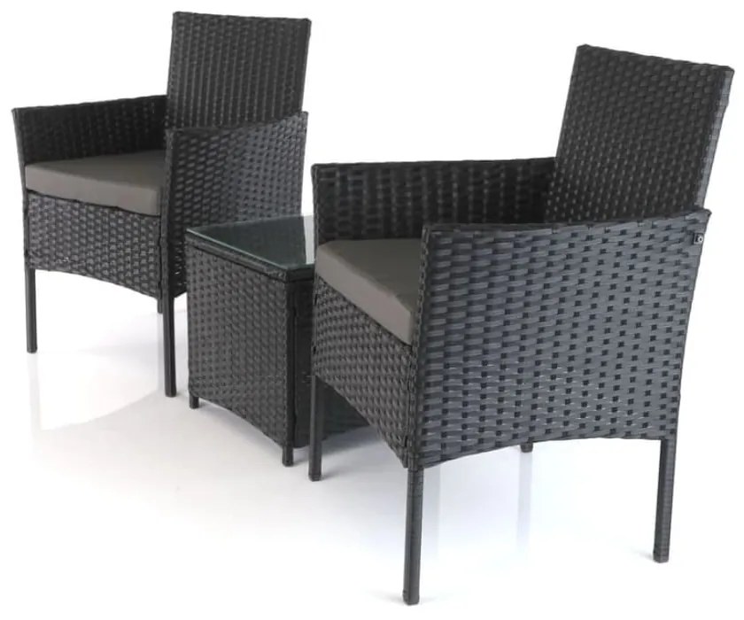 Záhradný balkónový set Nilo - 2 miesta, čierna