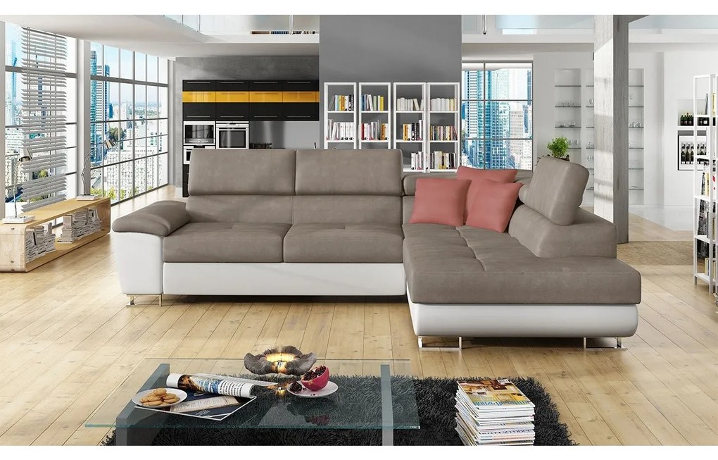 Rohová sedačka Alvin, Dostupné poťahy: ekokoža Soft 017 + Uttario Velvet 2971 + Kronos 02, Strana: ľavá