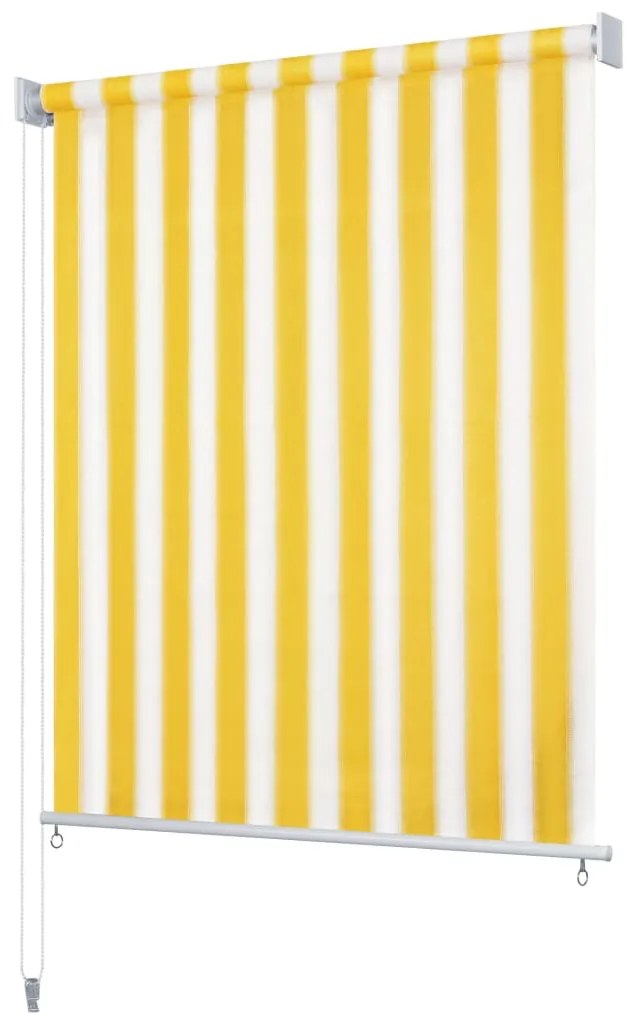 vidaXL Vonkajšia zatemňovacia roleta, 400x230 cm, žlté a biele pásiky
