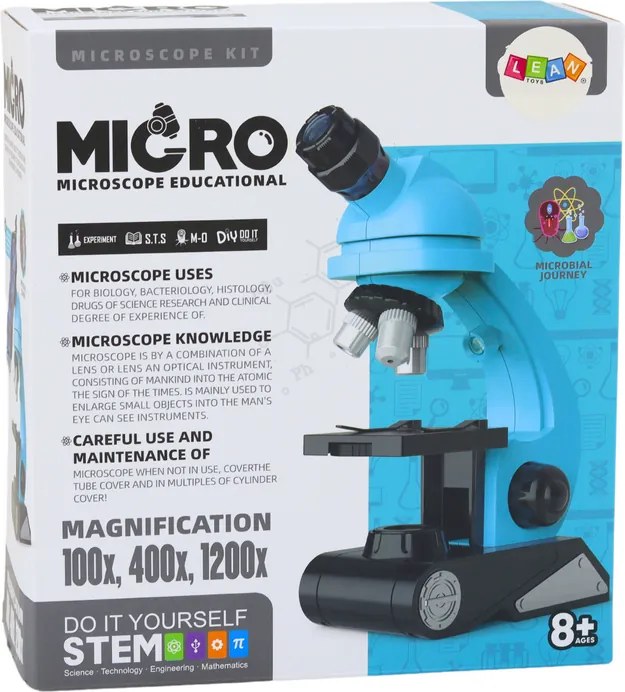LEAN Toys Vzdelávací výskumný mikroskop pre deti Príslušenstvo Modrá