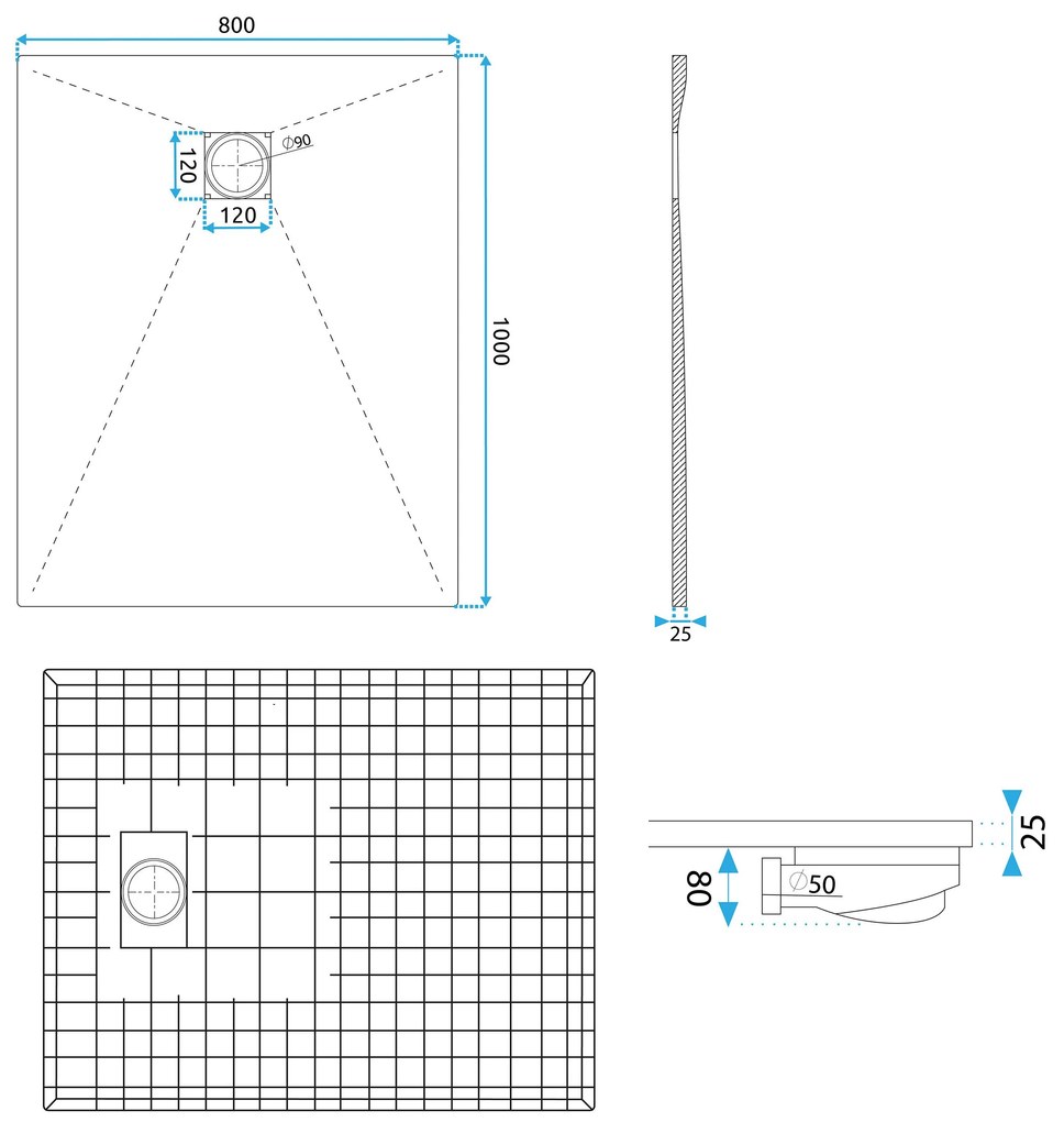 Rea Magnum White, SMC sprchová vanička 100x80x2,5 cm, biela, REA-K3335