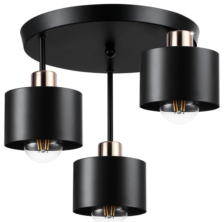 MAXLED Luster na tyči 3xE27/35W/230V pr. 30 cm čierna/zlatá MX0237