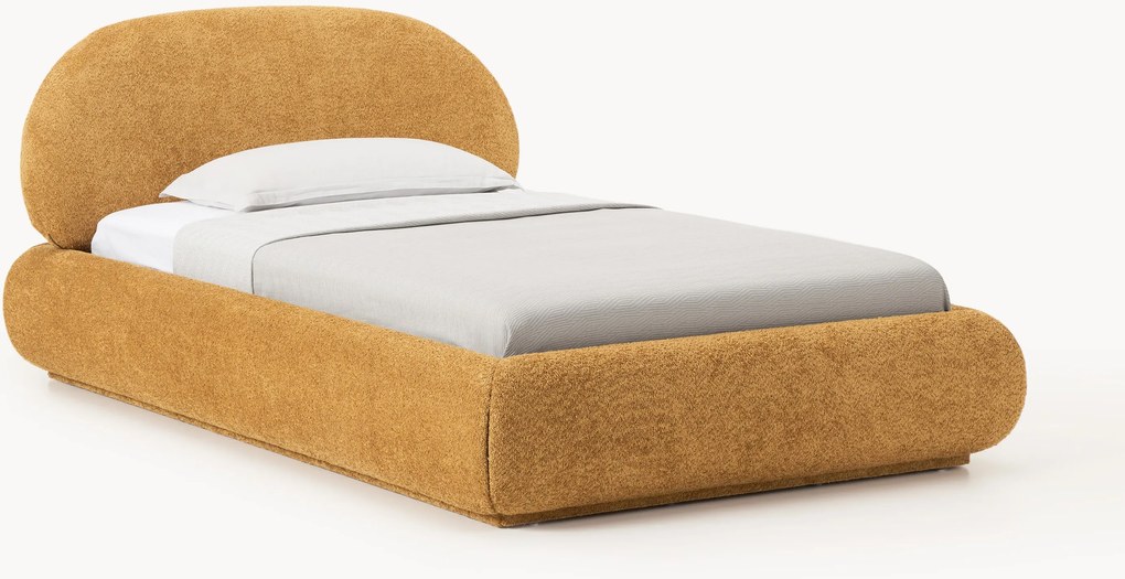 Jednolôžková posteľ s úložným priestorom z plyšového buklé Alba