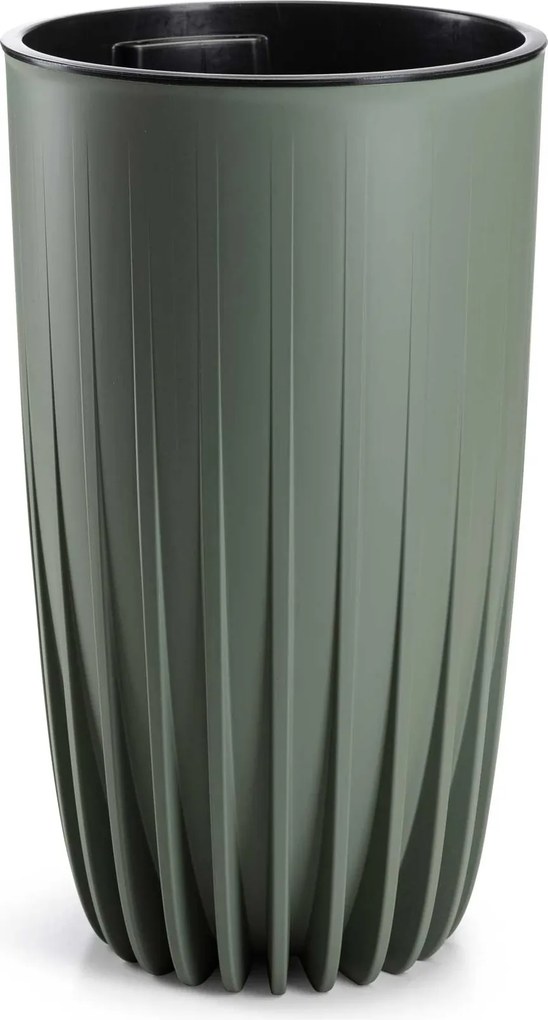 PLASTOVÝ KVETINÁČ STRIPPED SADA 2KS 25X42 CM+30X51,5 CM ZELENÁ