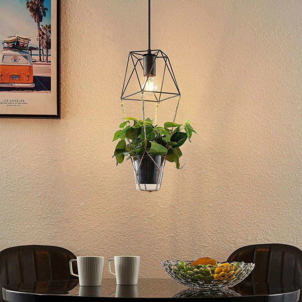 Lindby Mercan závesná lampa s umelou rastlinou 1pl
