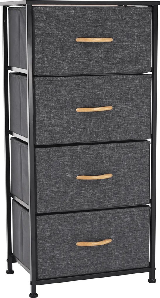 Komoda s látkovými zásuvkami PALMERA, čierna