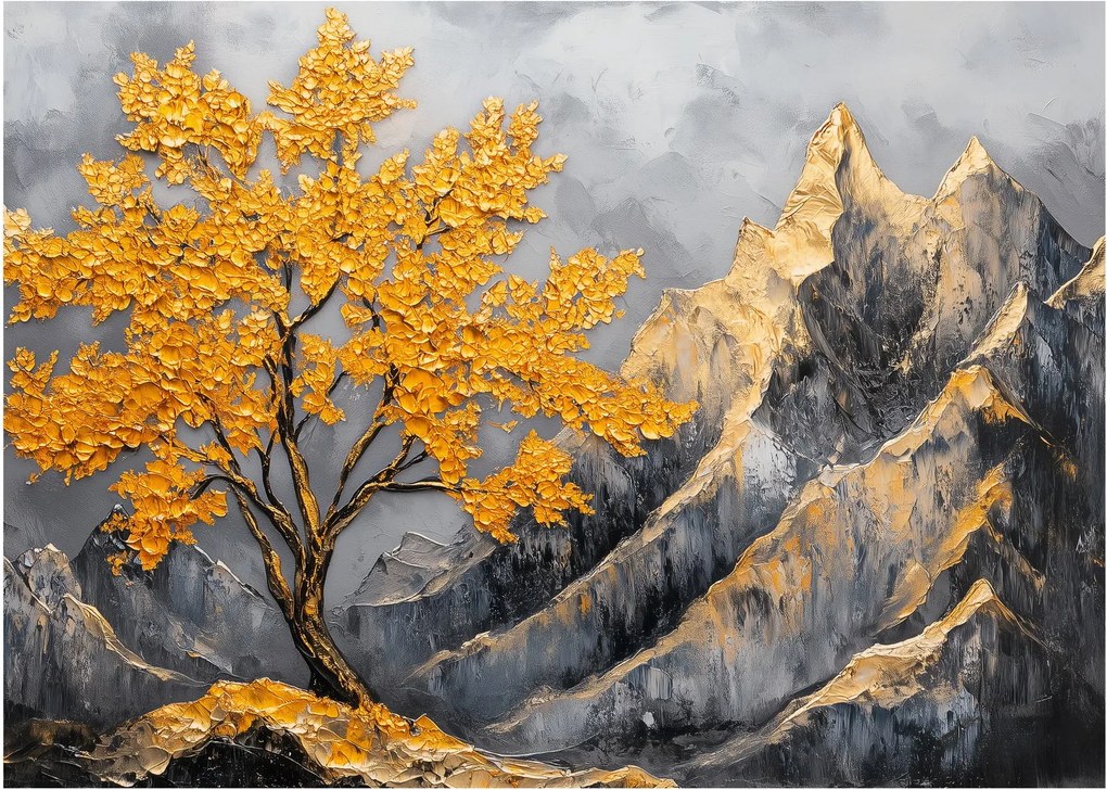 Obraz – Zlatý strom v horách (70x50 cm)
