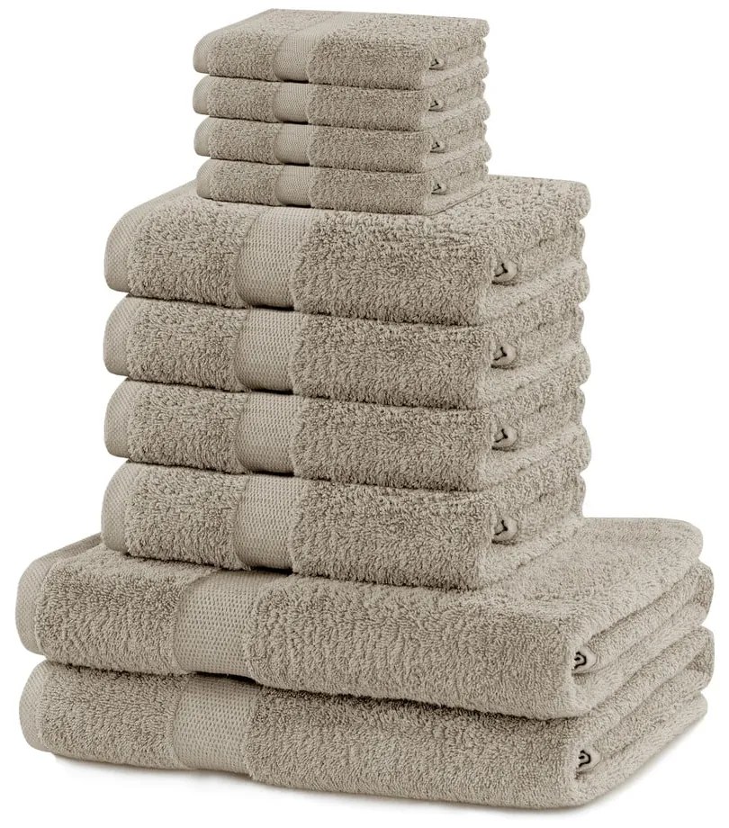 Béžové froté bavlnené uteráky a osušky v súprave 10 ks Marina – DecoKing