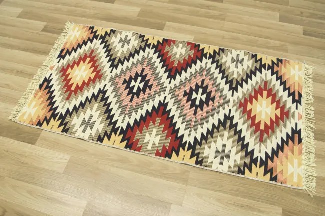 Obojstranný koberec / behúň Kilim Gold Aztecki Etno Romby viacfarebný