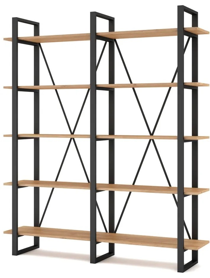 Čierny/prírodný regál v dekore duba 150x180 cm Aviva – Marckeric