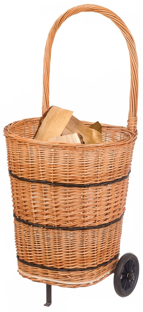 Kôš na drevo prútený na kolieskach Ramo VII.š. 47 x hl. 35 x výška koše 50 / výška s rukojeti 90(cm)