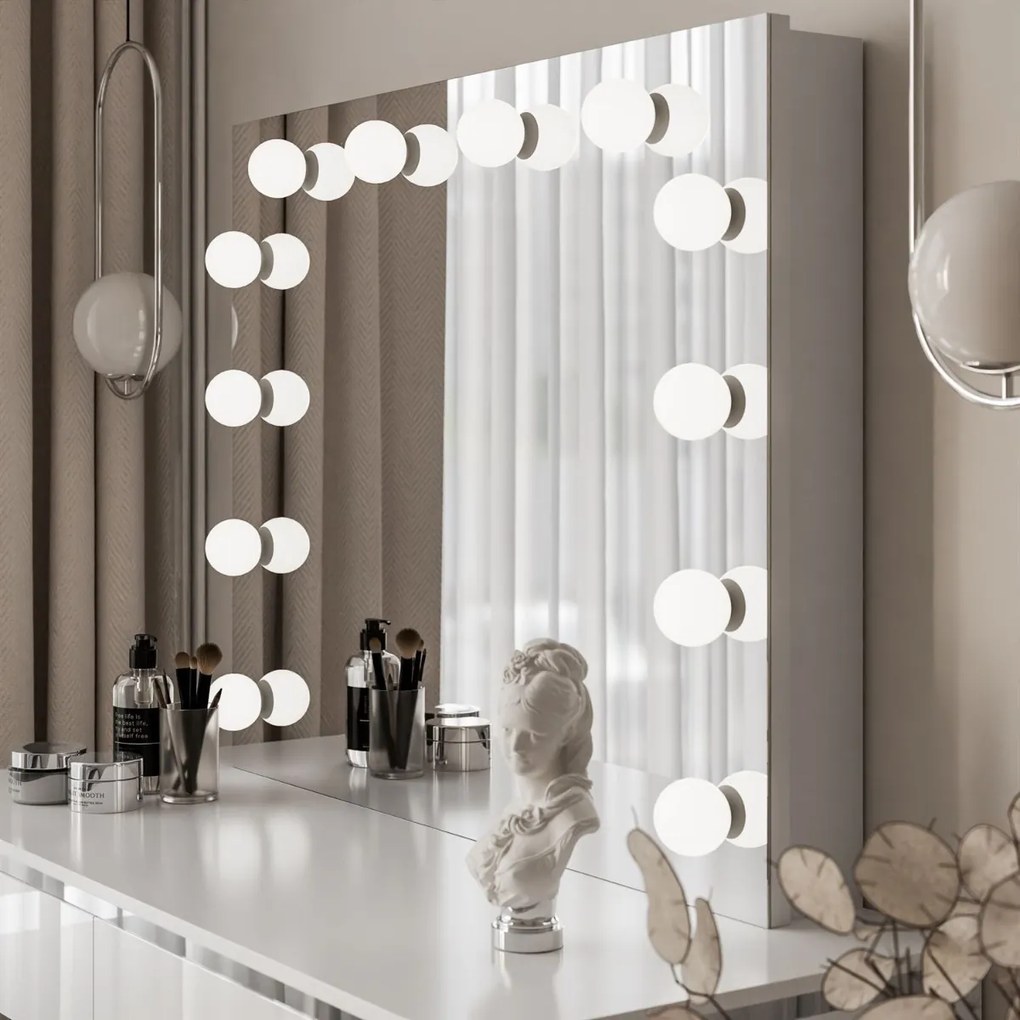 TOALETNÝ STOLÍK NESSIE ELITE BIELY LESK + STRIEBORNÝ