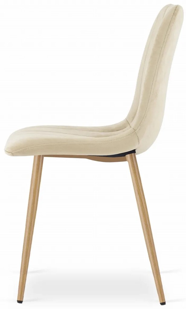 Jedálenský set 1 + 4, biely jedálenský stôl ADRIA 120x80 cm + krémová zamatová stolička LAVA