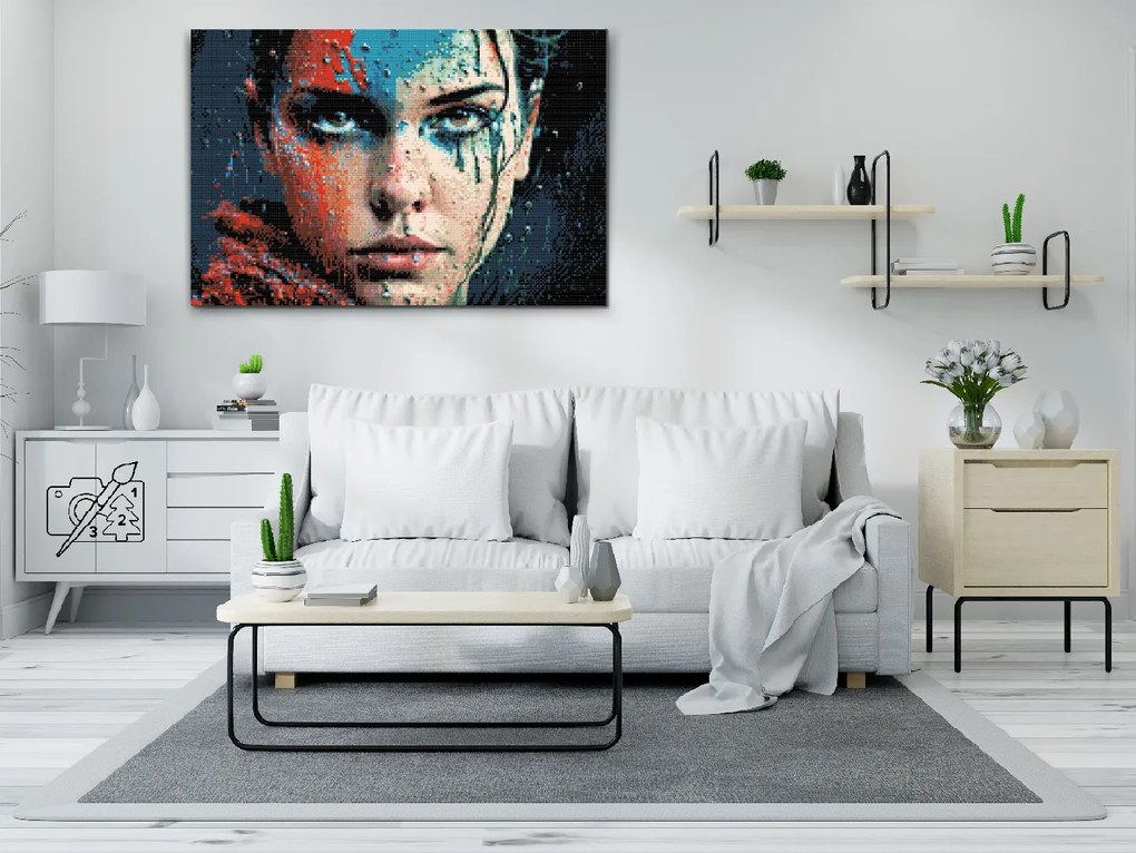 Gario Diamantové maľovanie Pomaľovaná žena Rozmery: 120 x 80 cm, Rámovanie: S vnútorným rámom, Diamanty: Štvorcové