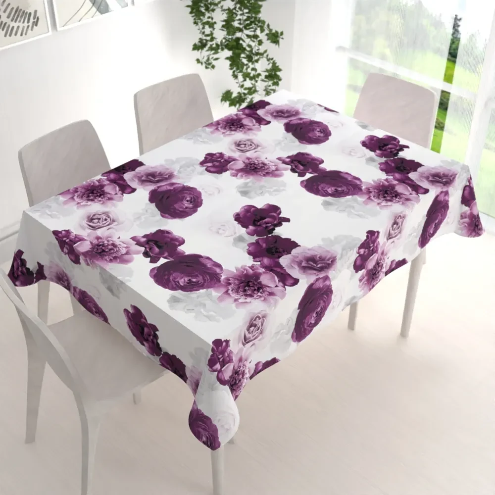 Biante Dekoračný obdĺžnikový obrus PM-029 Veľké fialové kvety 100x160 cm