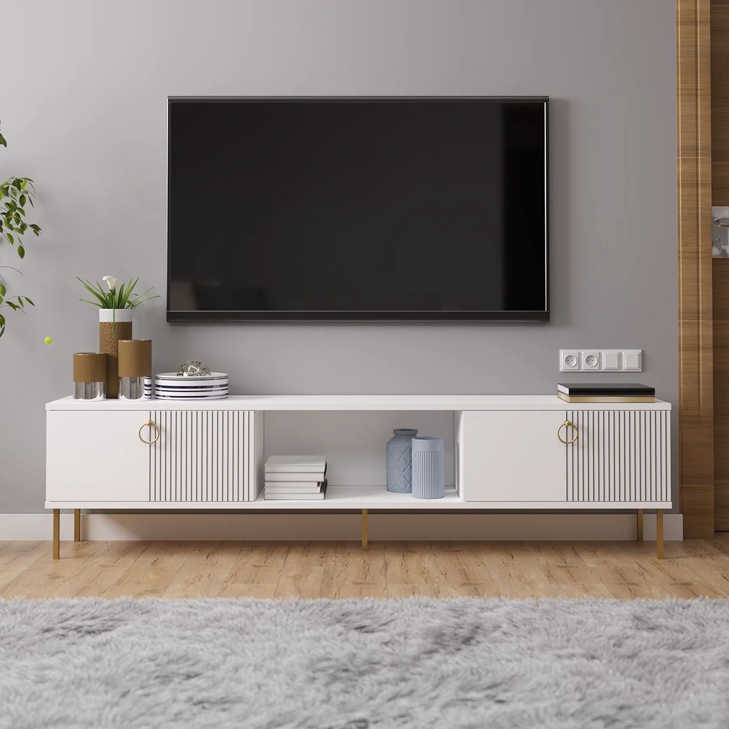 TV stolík/skrinka Payette (biela). Akcia -18%. Vlastná spoľahlivá doprava až k Vám domov. 1127714
