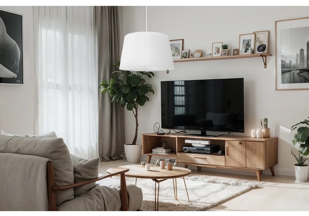 Závesné svietidlo Gaja, 1x biele textilné tienidlo, (fi 44cm), w