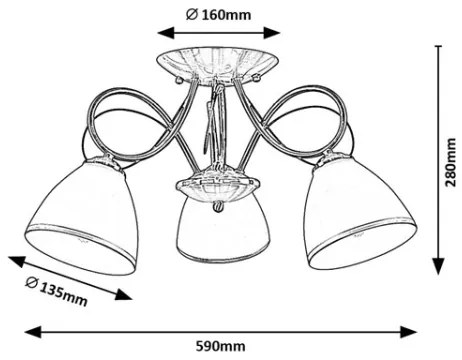 Brilagi - Prisadený luster FRED 3xE27/60W/230V, priemer 59 cm, bronzový