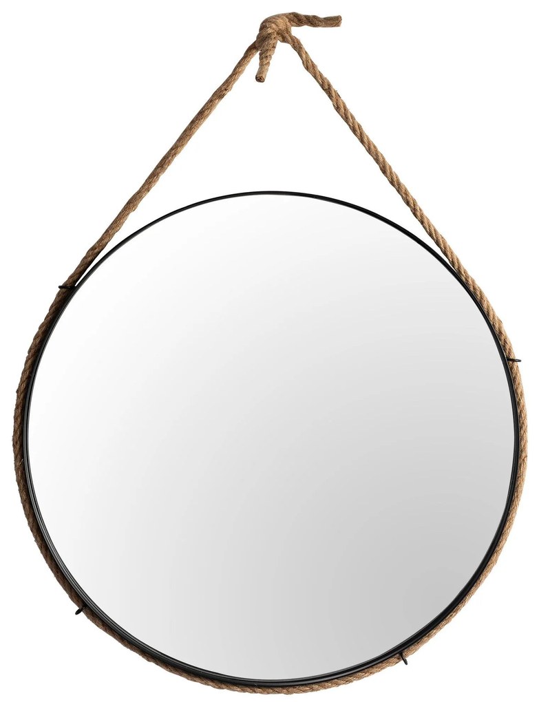 Tutumi Tutumi, okrúhle zrkadlo 60 cm v čiernom ráme na lane MSJ-60B, čierna-hnedá, HOM-09804