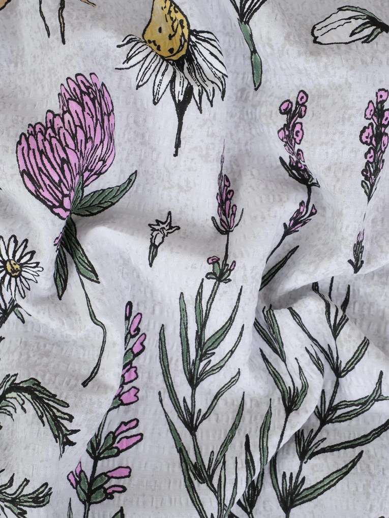 Krepová obliečka na vankúš Renforcé 50 x 70 cm - Herbár sivá