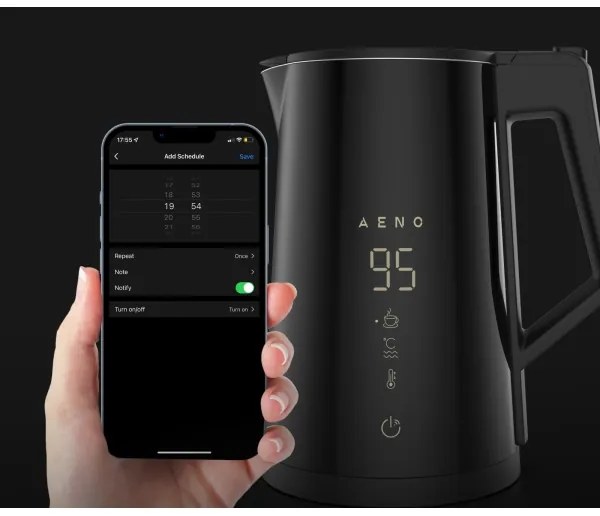 AENO - Inteligentná rýchlovarná kanvica s LED displejom 1,7 l 2200W/230V čierna