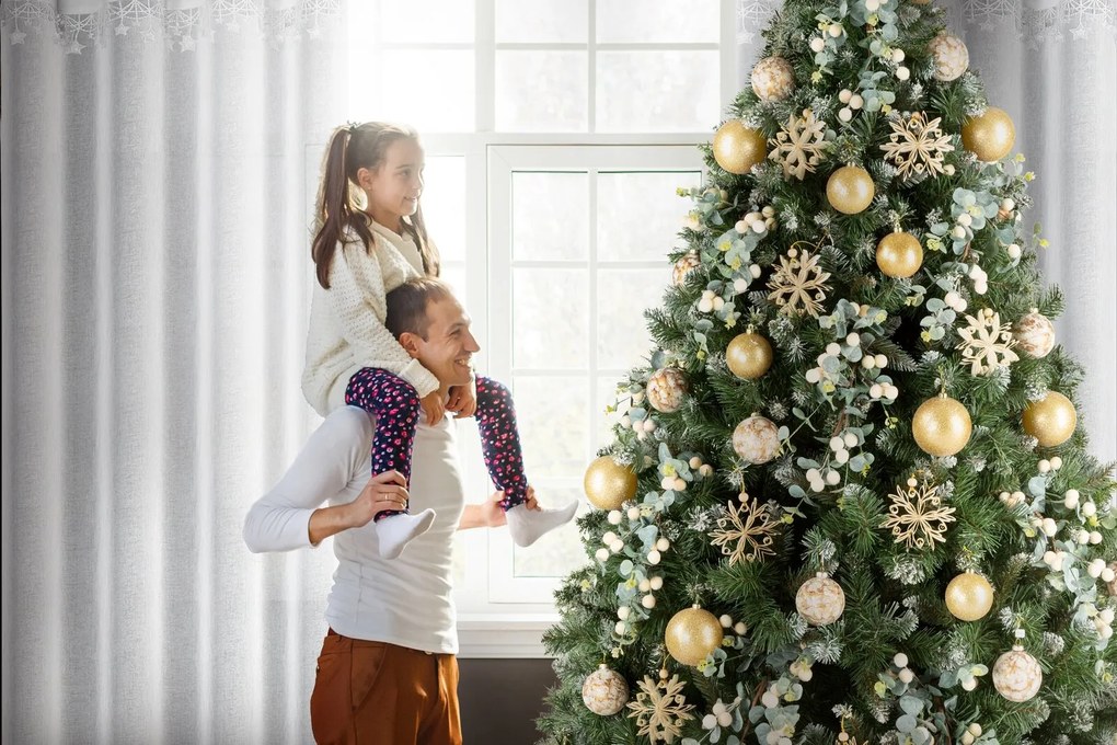 VIANOČNÁ ZÁCLONA NA KRÚŽKOCH XMAS 140X250 CM HVIEZDY