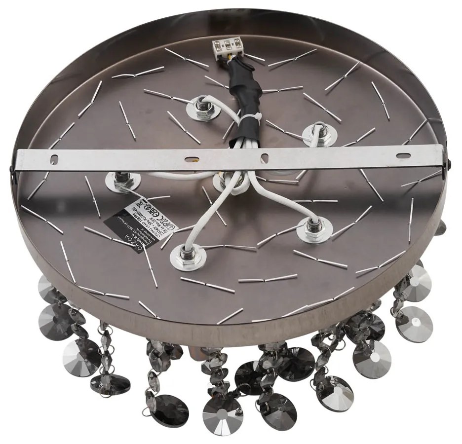 Klasické stropné svietidlo čierne s dymovým sklom - Medusa