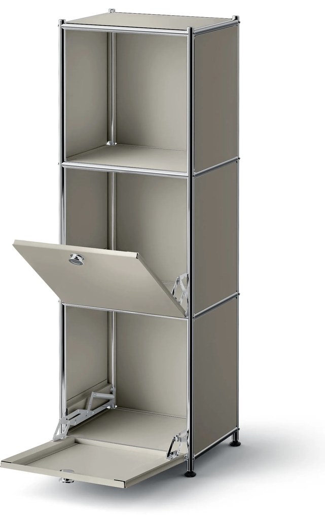 Kovová komoda »CN3 Slim Line« s 2 výklopnými priečinkami, svetlosivá